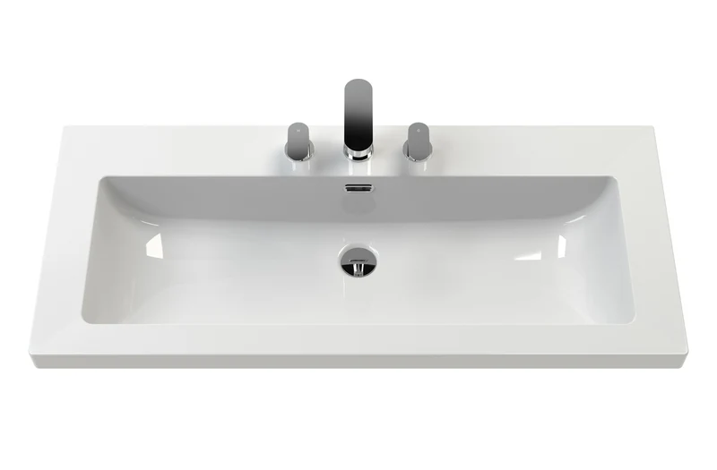 Lille 800mm Floor Standing 2 Drawer Vanity Unit & Modern Fireclay Basin With 3 Tap Holes - Pebble Grey Matt