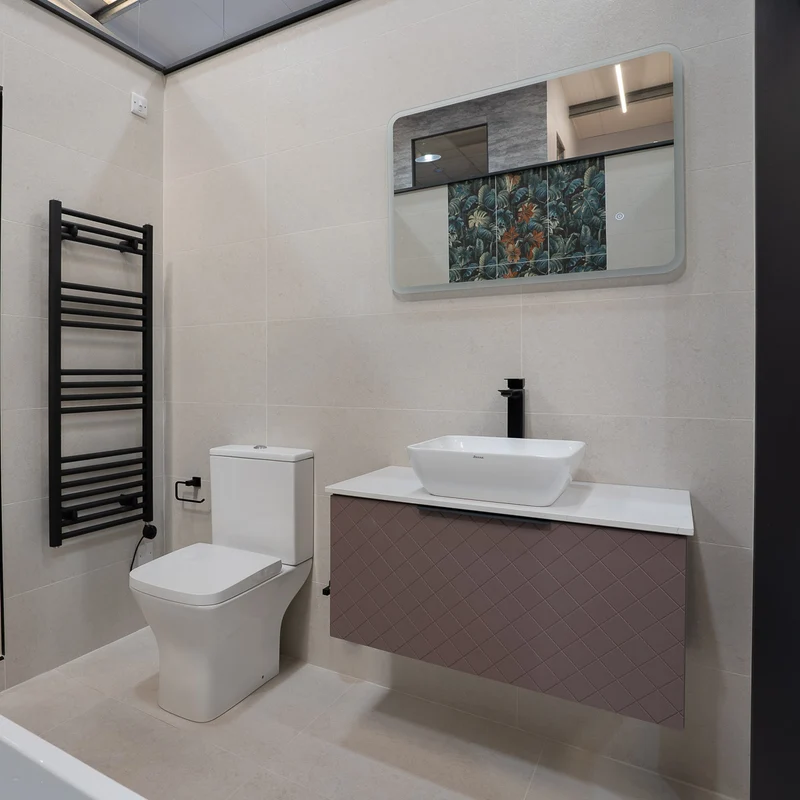 Josef Martin Luxor 600mm Wall Mounted Vanity Unit & White Quartz Worktop - Grape