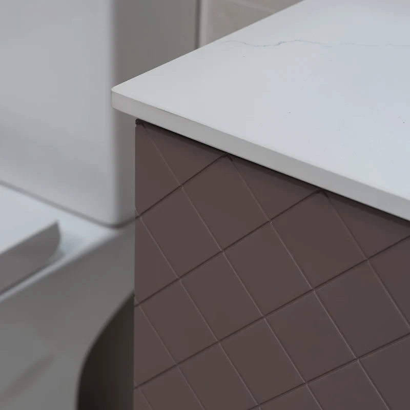 Josef Martin Luxor 600mm Wall Mounted Vanity Unit & White Quartz Worktop - Grape
