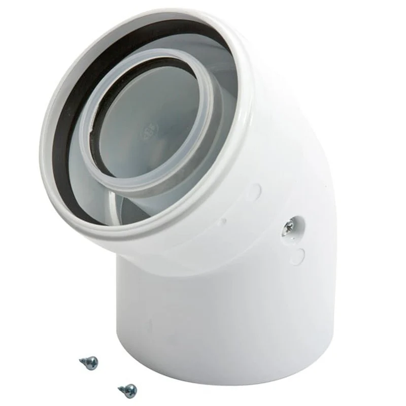 Baxi/Main/Potterton Multifit 135 Degree Flue Bend 60/100mm - Pair with Fixing Screws