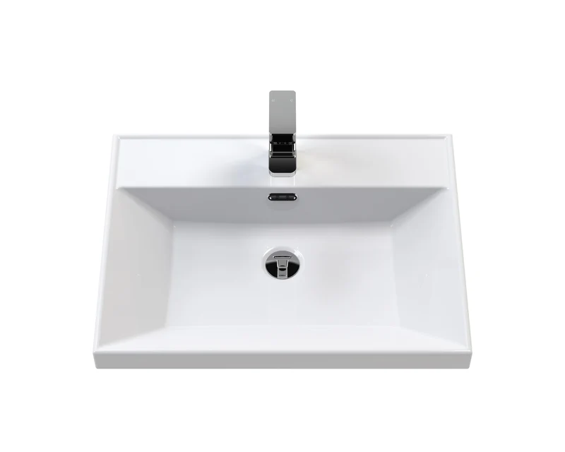 Lille 600mm Floor Standing 2 Drawer Vanity Unit & Thin Edge Ceramic Basin - Pebble Grey Matt