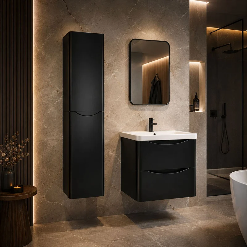 Athens Wall-Mounted Bathroom Vanity Unit with Storage Cabinet & Mirror