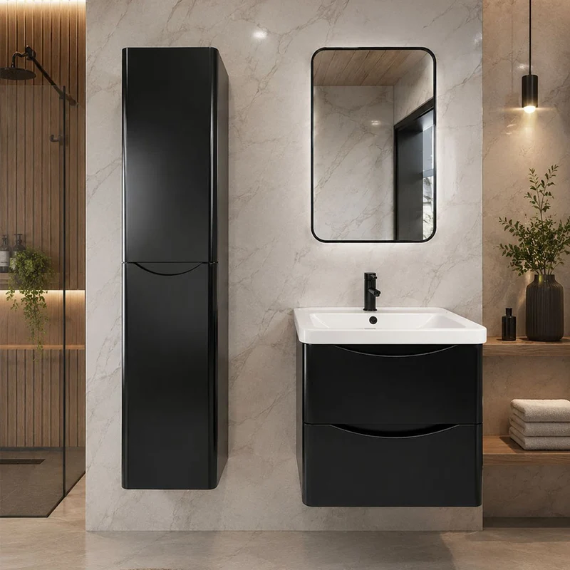 Athens Wall-Mounted Bathroom Vanity Unit with Storage Cabinet & Mirror