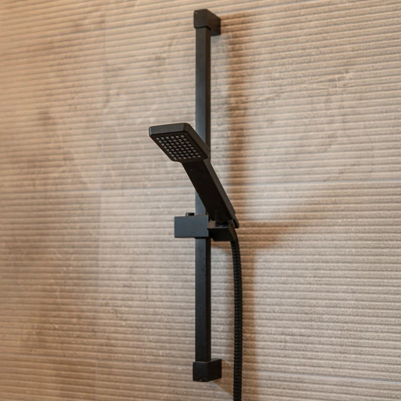 Black Triple Thermostatic Concealed Mixer Shower Kit with Ceiling Mounted 300mm Shower Head & Slide Rail Kit