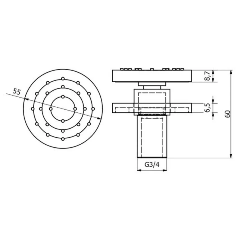 Round Triple Thermostatic Concealed Mixer Shower Kit with Ceiling Mounted 300mm Shower Head, Slide Rail Kit & Body Jets