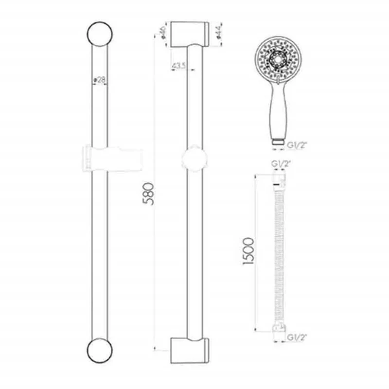 Round Triple Thermostatic Concealed Mixer Shower Kit with Wall Mounted 300mm Shower Head, Slide Rail Kit & Body Jets