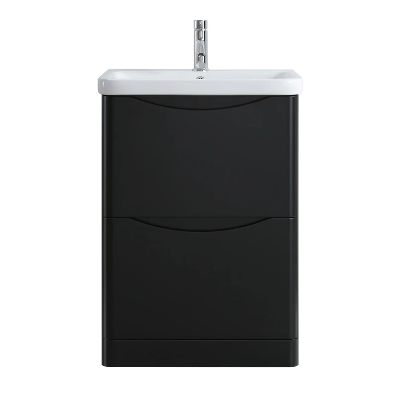 Athens 600mm Floorstanding Vanity Unit & Basin - Matt Black