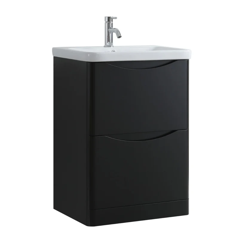 Athens 600mm Floorstanding Vanity Unit & Basin - Matt Black