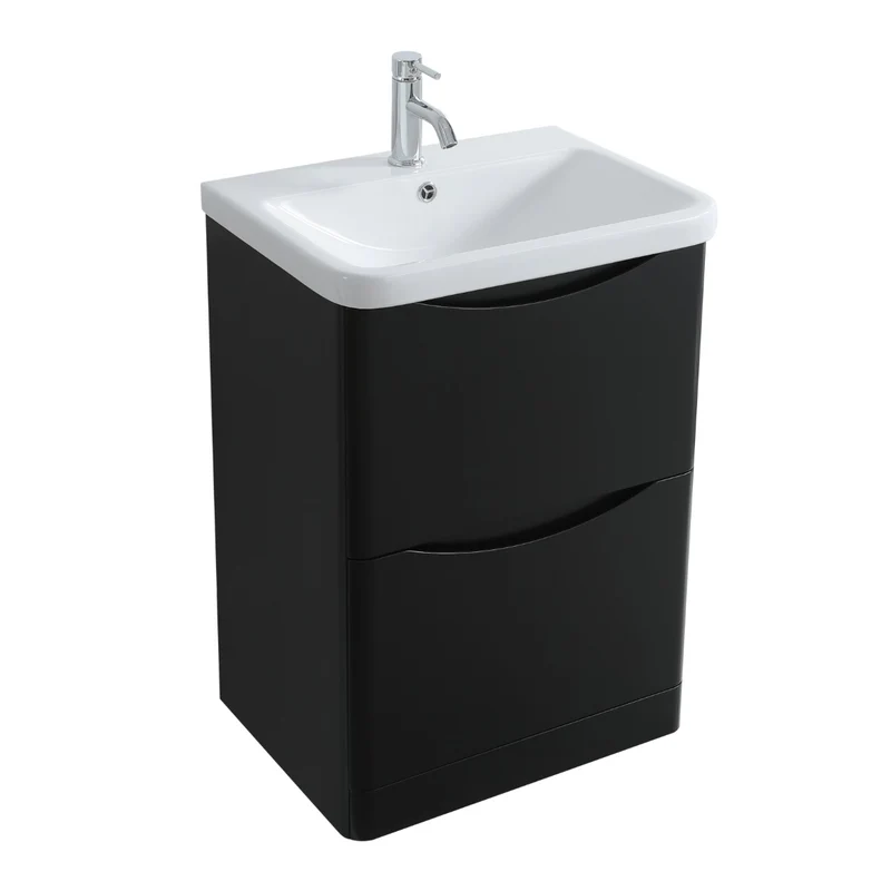 Athens 600mm Floorstanding Vanity Unit & Basin - Matt Black