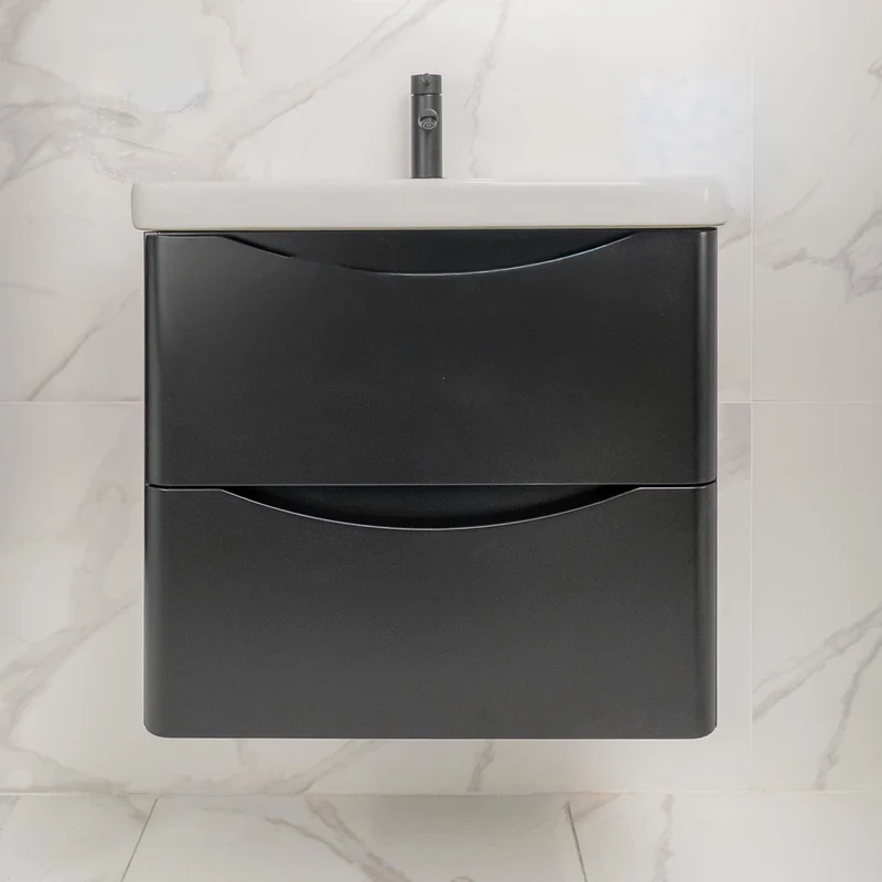 Athens 600mm Wall Hung Vanity Unit & Basin - Matt Black