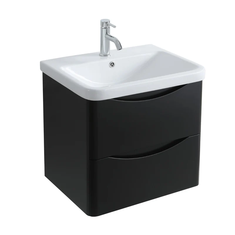 Athens 600mm Wall Hung Vanity Unit & Basin - Matt Black