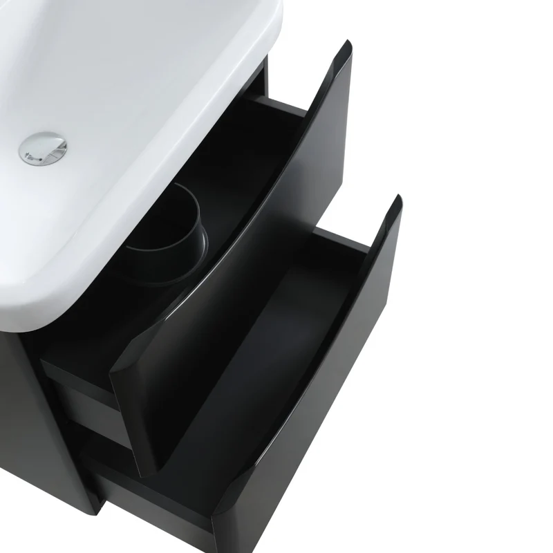 Athens 600mm Wall Hung Vanity Unit & Basin - Matt Black