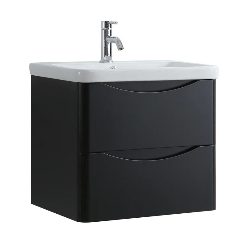 Athens 600mm Wall Hung Vanity Unit & Basin - Matt Black