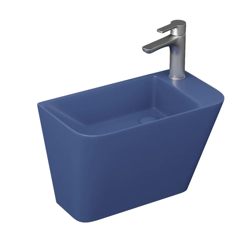 Primo 28cm Wall Hung Monoblock Washbasin - Dark Blue