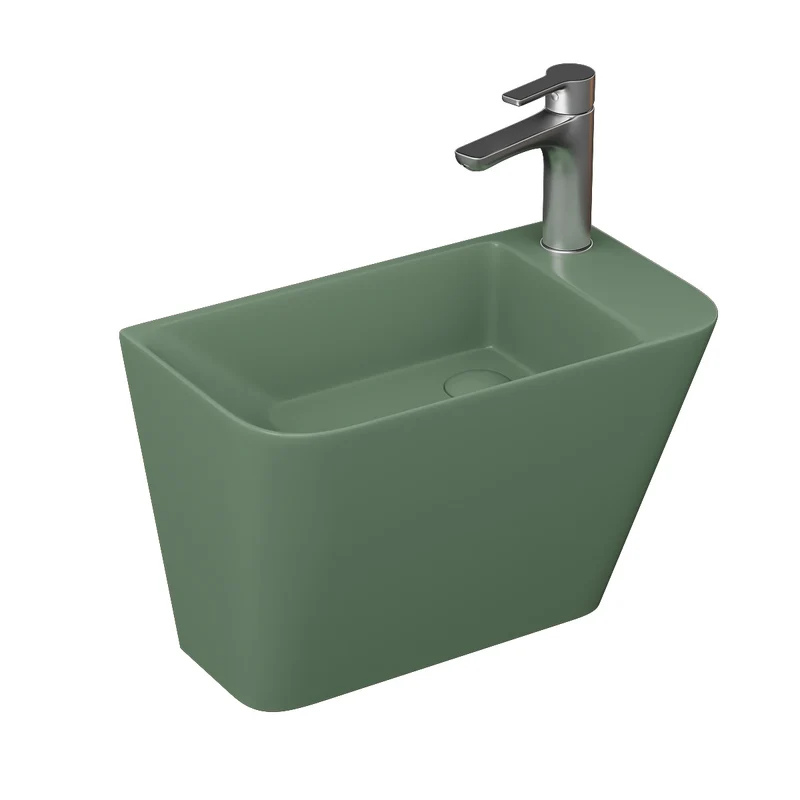 Primo 28cm Wall Hung Monoblock Washbasin - Matt Green