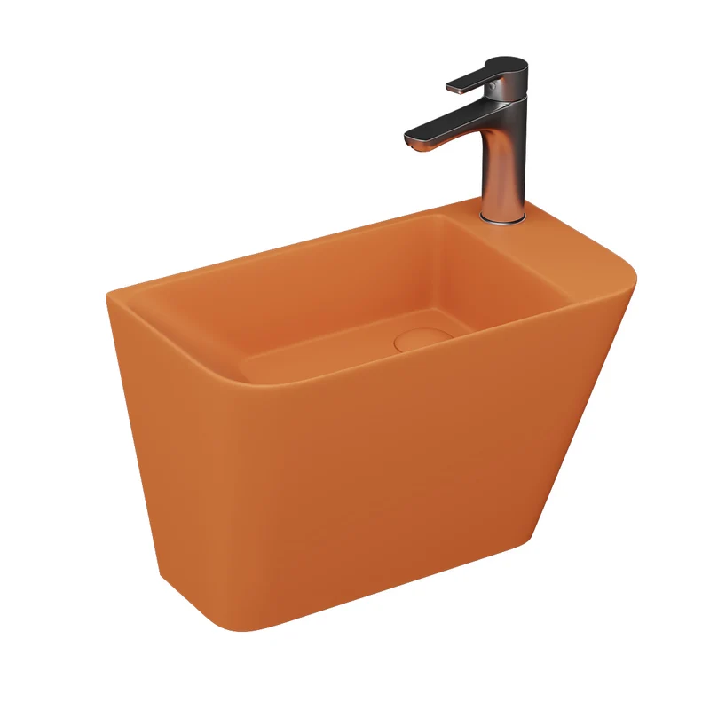 Primo 28cm Wall Hung Monoblock Washbasin - Orange