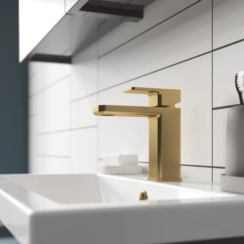 Nuie Windon Mono Basin Mixer With Push Button Waste Contemporary Brushed Brass Brass,plastic 160x50x152mm
