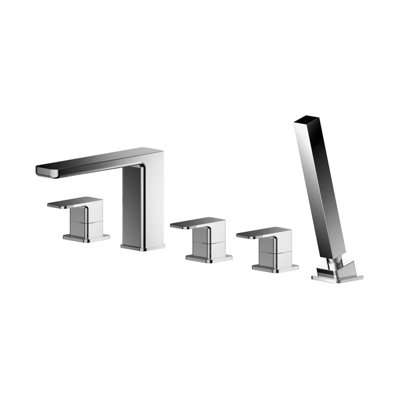 Nuie Windon Deck Mounted 5 Tap Hole Bath Shower Mixer Contemporary Chrome Brass,brass ABS 135x535x222mm