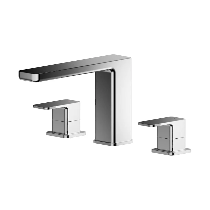 Nuie Windon Deck Mounted 3 Tap Hole Bath Filler Contemporary Chrome Brass 135x250x222mm