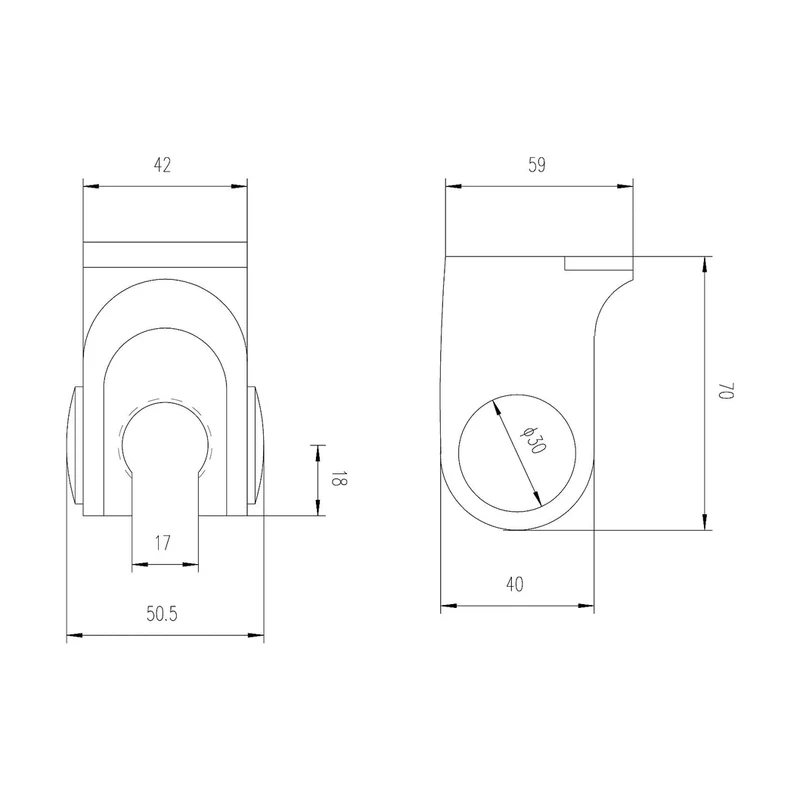 Nuie Shower Parts Wall Bracket Contemporary Chrome ABS 59x51x70mm