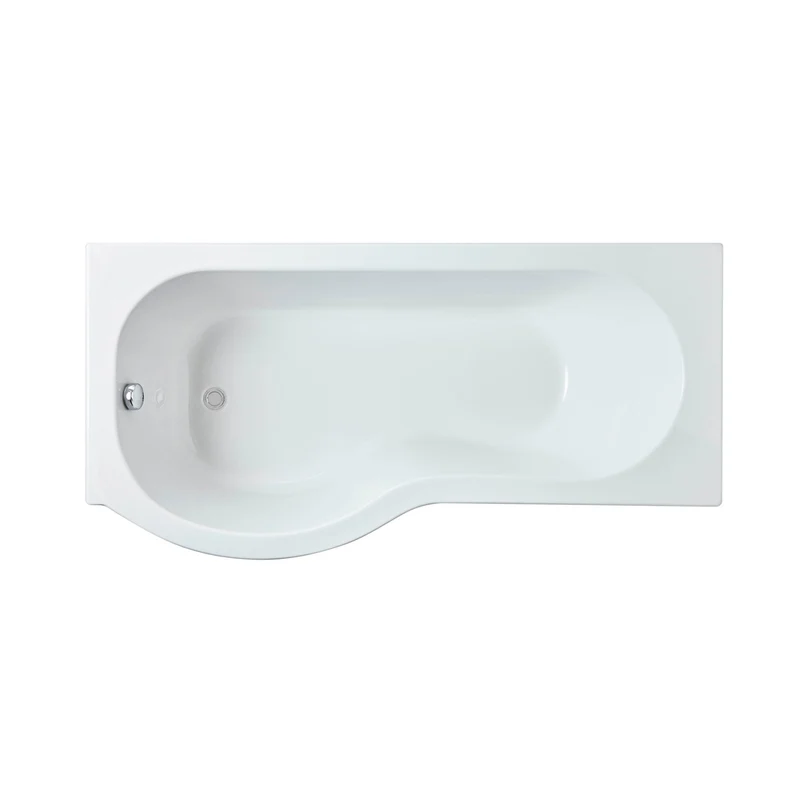 Nuie Shower Baths 1700mm Left Hand P-shaped Bath Contemporary White Acrylic 415x850x415mm