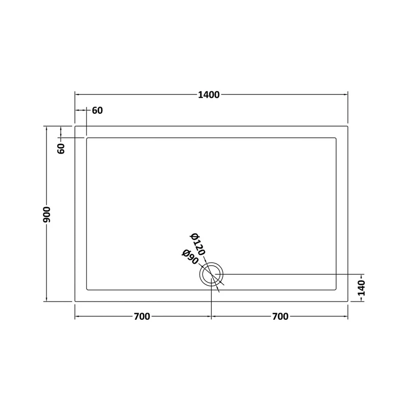 Nuie Rectangular Trays Rectangular Shower Tray 1400 X 900mm Contemporary Grey Slate Acrylic Capped ABS Caco3 And Pu