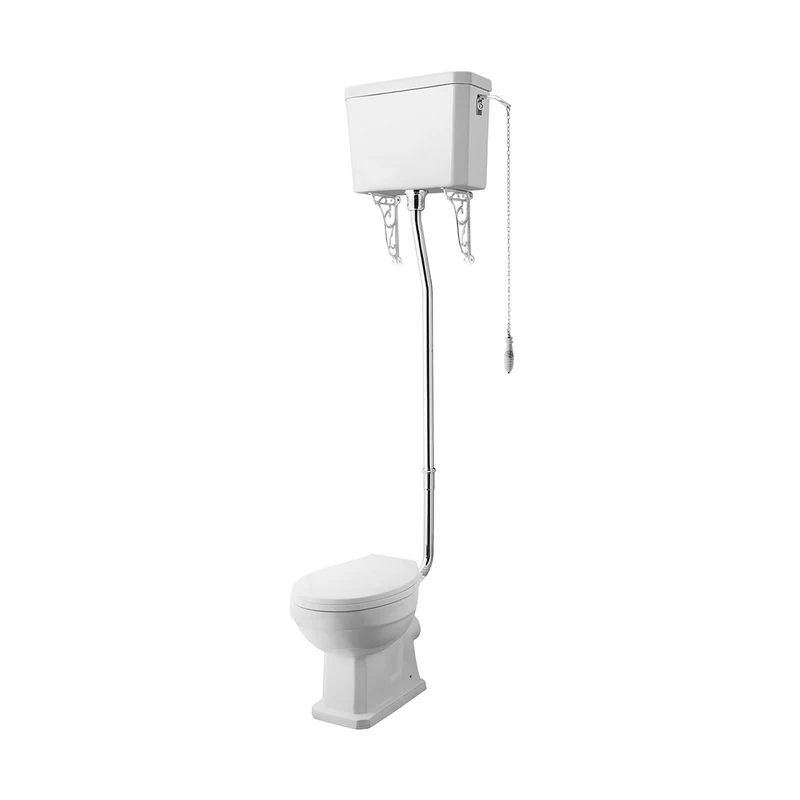 Nuie Carlton High Level Pan, Cistern & Flush Pipe Kit Traditional White Vitreous China 2140x465x625mm