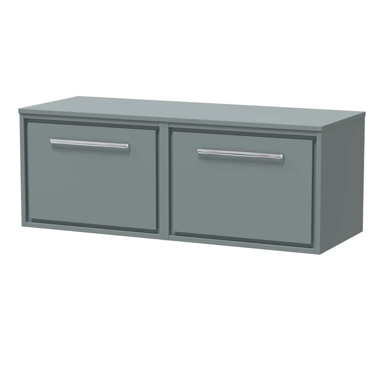 Lille 1200mm Wall Hung 2 Drawer Vanity Unit & Worktop - Coastal Grey Matt