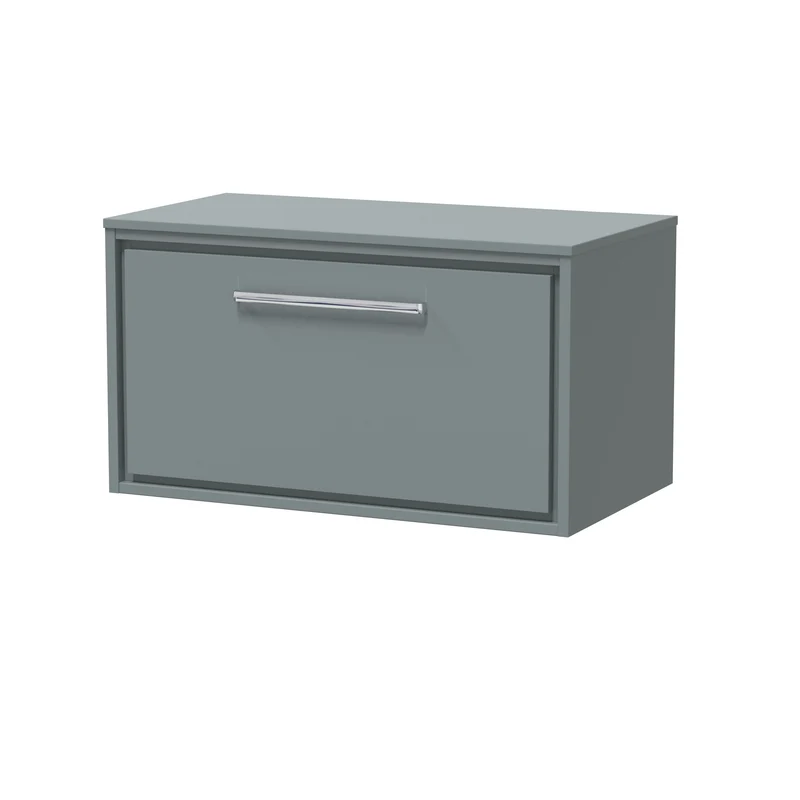 Lille 800mm Wall Hung 1 Drawer Vanity Unit & Worktop - Coastal Grey Matt