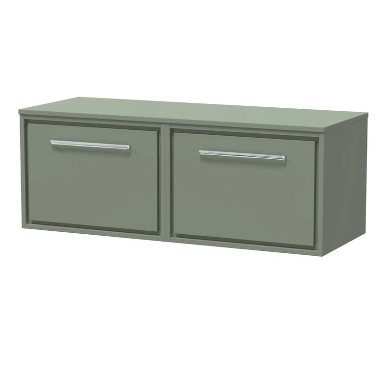 Lille 1200mm Wall Hung 2 Drawer Vanity Unit & Worktop - Fern Green Matt