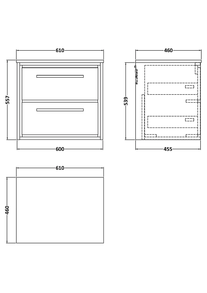 Lille 600mm Wall Hung 2 Drawer Vanity Unit & Carrera Marble Worktop - Fern Green Matt