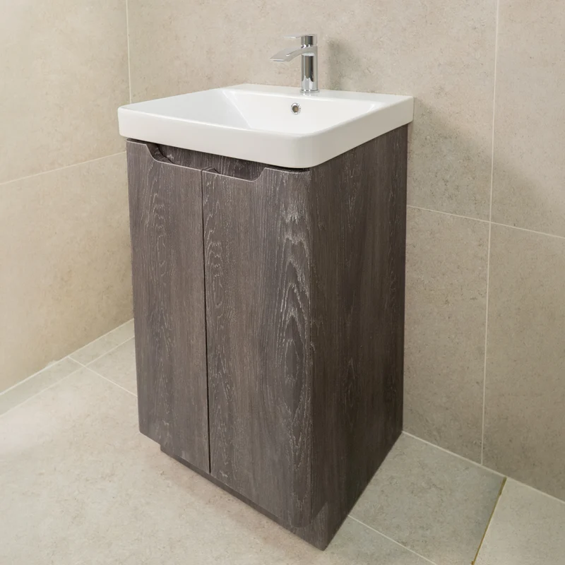 Camden 500mm 2 Door Floor Standing Vanity Unit and Basin - Graphite Oak