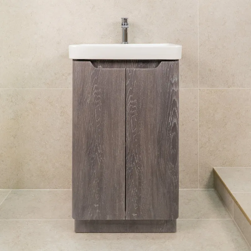 Camden 500mm 2 Door Floor Standing Vanity Unit and Basin - Graphite Oak