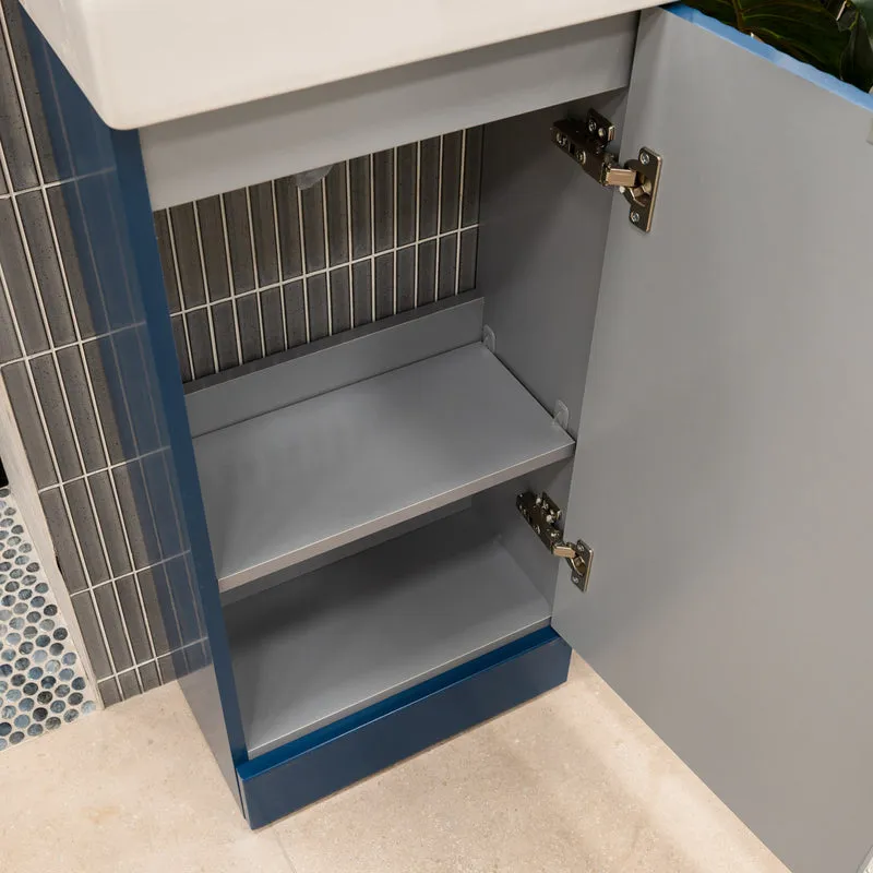 Hudson Reed Fluted 400mm Floor Standing Vanity Unit & Basin - Satin Blue
