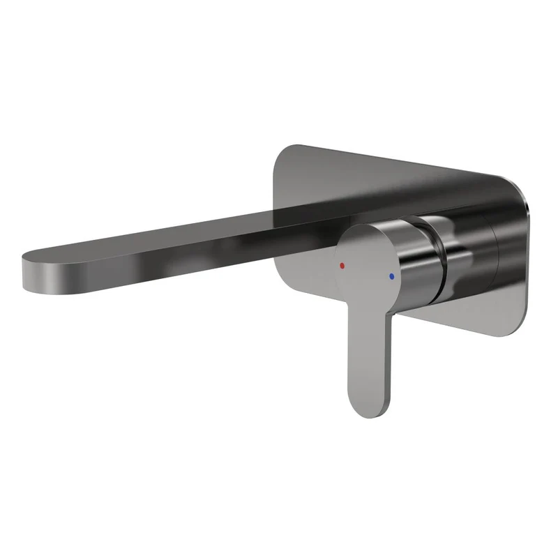 Nuie Arvan Wall Mounted 2 Hole Basin Mixer with Plate ARV728 - Brushed Gun Metal