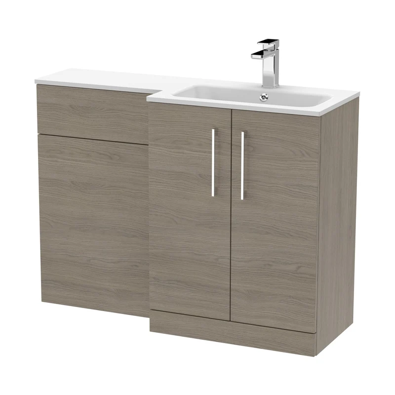 Nuie Arno 1100mm Right Hand Combination Contemporary Solace Oak MFC Textured Woodgrain,stone 858x1105x390mm - ARN2512R
