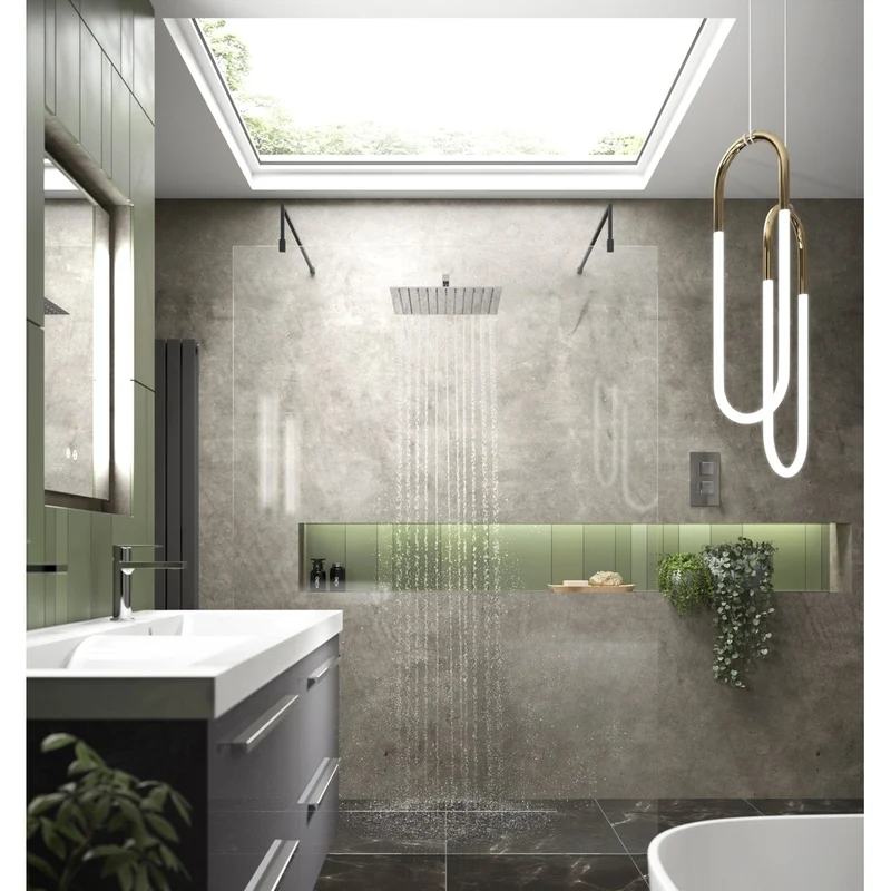 Hudson Reed Wetroom Screens 900mm Wetroom Screen With Arms And Feet Contemp Matt Black Aluminium 1950x900x14mm