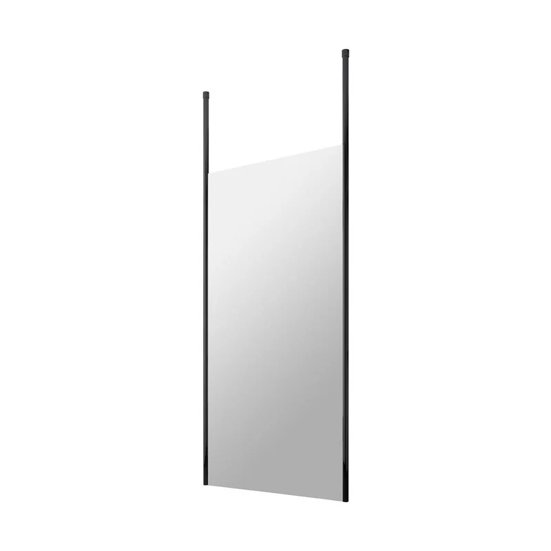 Hudson Reed Wetroom Screens 1000mm Wetroom Screen With Ceiling Posts Contemp Matt Black Aluminium 1950x1000x14mm