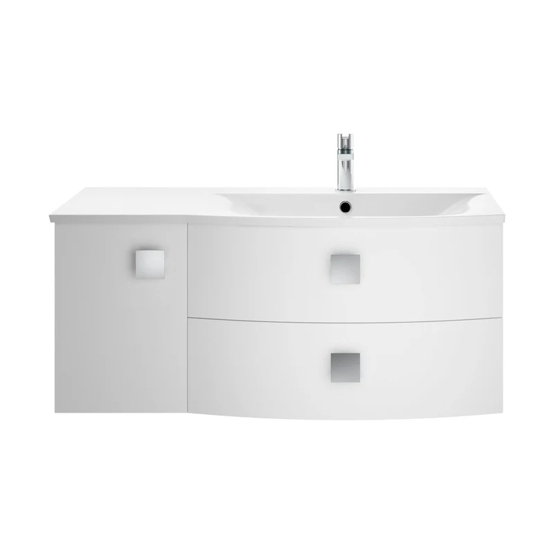 Hudson Reed Sarenna 1000mm Cabinet & Basin - Right Hand Contemp Moon White MFC Smooth Matt 448x1012x504mm