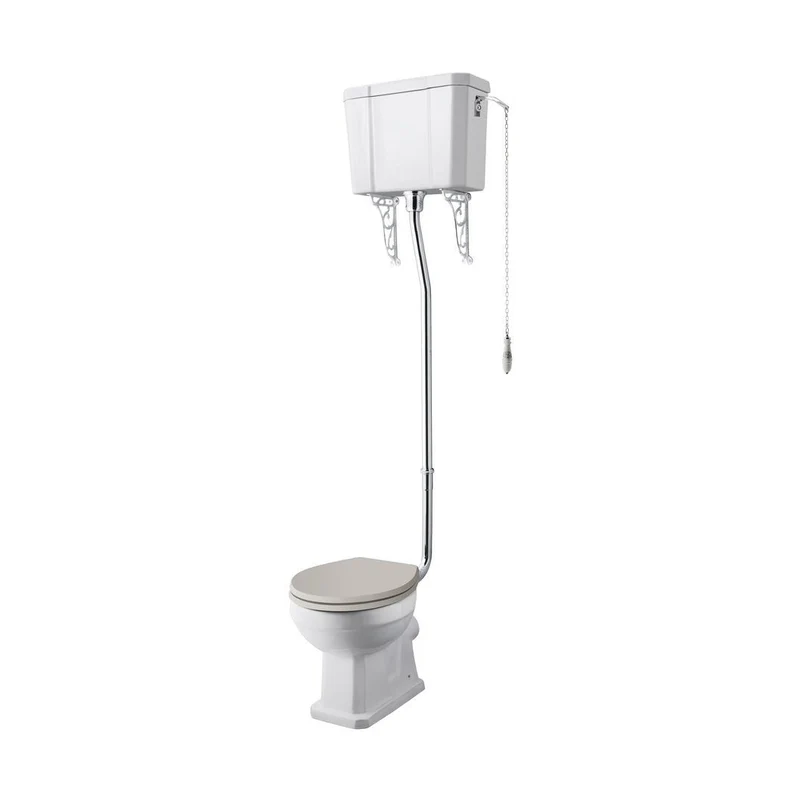 Hudson Reed Richmond High Level Pan, Cistern & Flush Pipe Kit Trad Gloss White Vitreous China 2140x465x625mm
