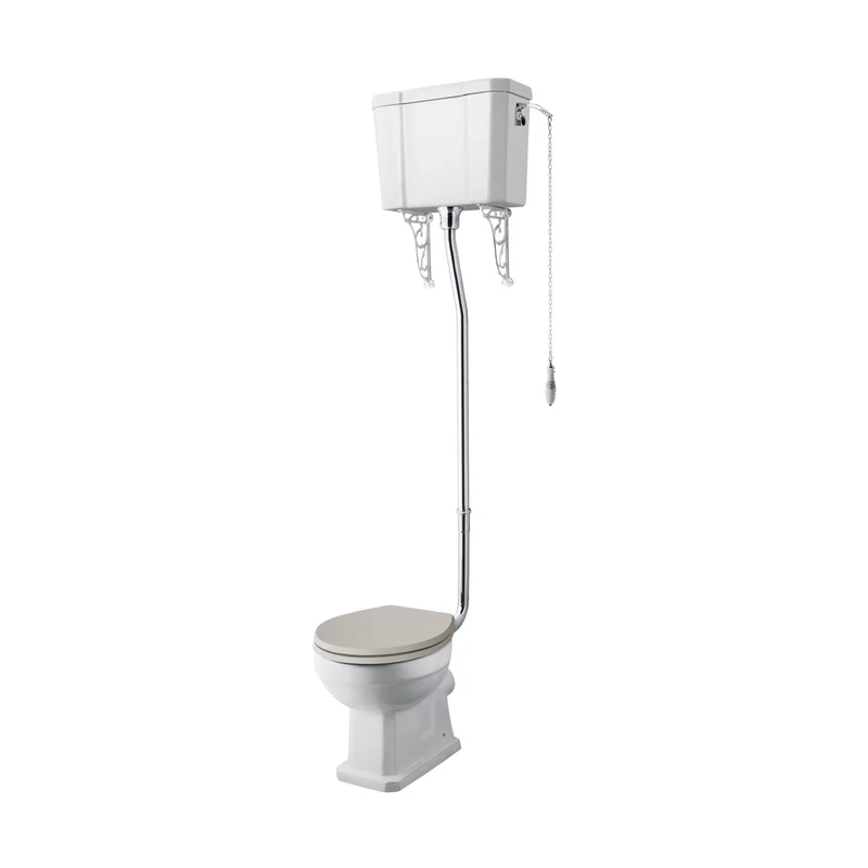 Hudson Reed Richmond Comfort Height High Level Wc & Flush Pipe Trad Gloss White Vitreous China 2196x465x625mm