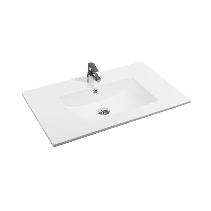 Pisa Inset 760mm Ceramic Basin 1 Taphole - White