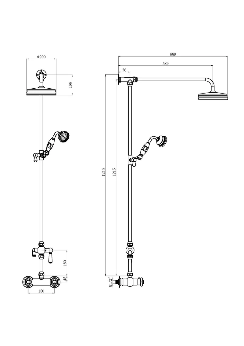 Hudson Reed Shower Kits Traditional Thermostatic Shower Valve & Kit - Brushed Brass