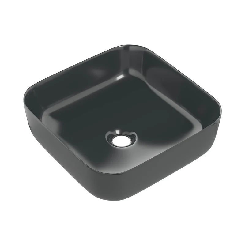 Ari Design Luxembourg 400mm Ceramic Square Washbowl & Waste - Matt Black