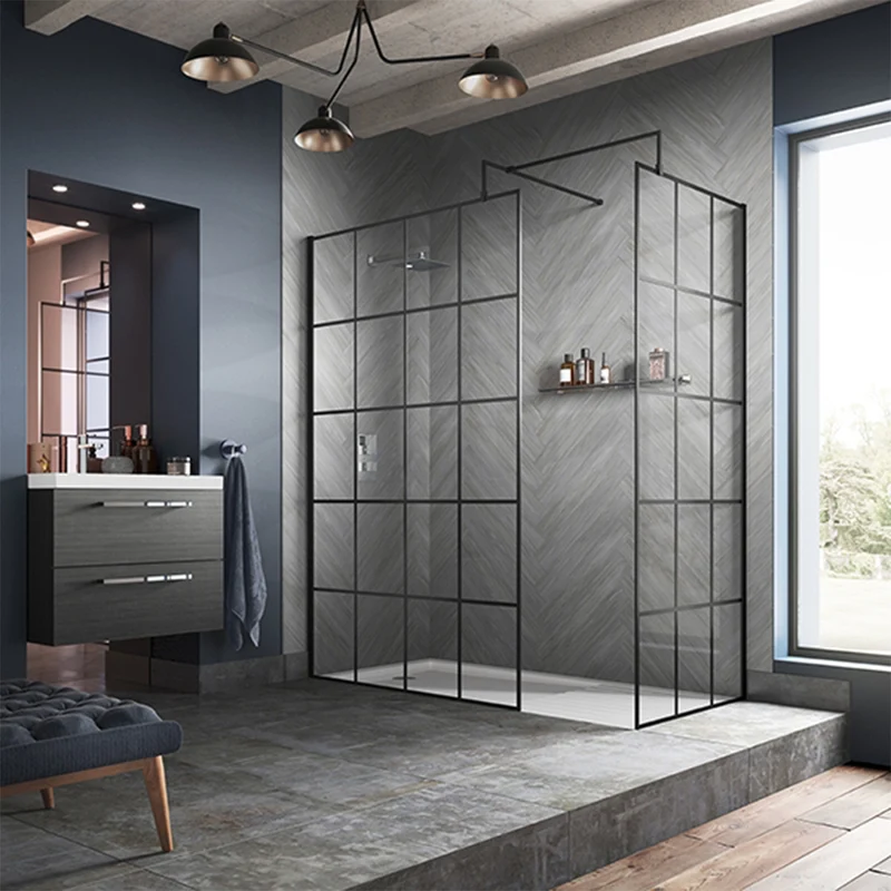 Hudson Reed 760mm Framed Wetroom Screen - Matt Black WRSF076