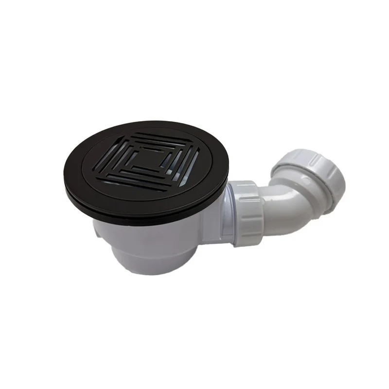 April 90mm Shower Waste with Black Grill