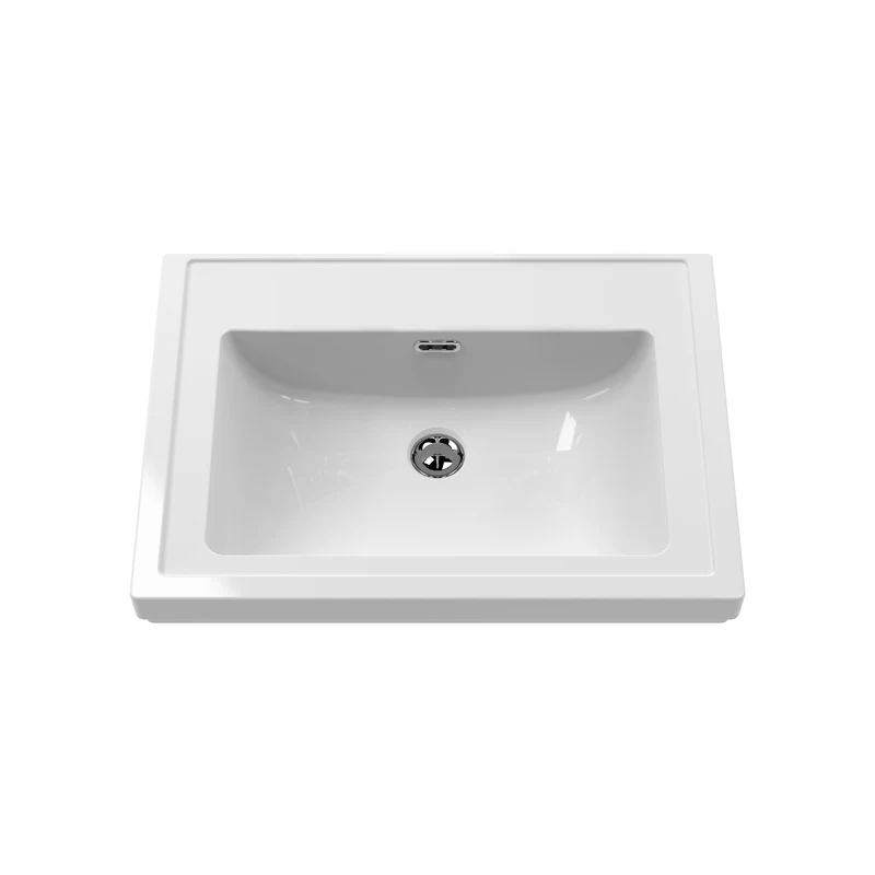 Lille 800mm Wall Hung 2 Drawer Vanity Unit & Traditional Fireclay Basin With No Tap Holes - Pebble Grey Matt