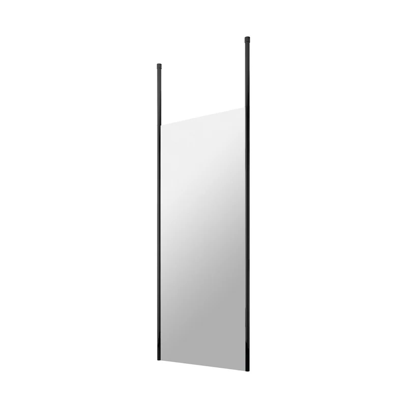 Hudson Reed Wetroom Screens 700mm Wetroom Screen With Ceiling Posts Contemp Matt Black Aluminium 1950x700x14mm