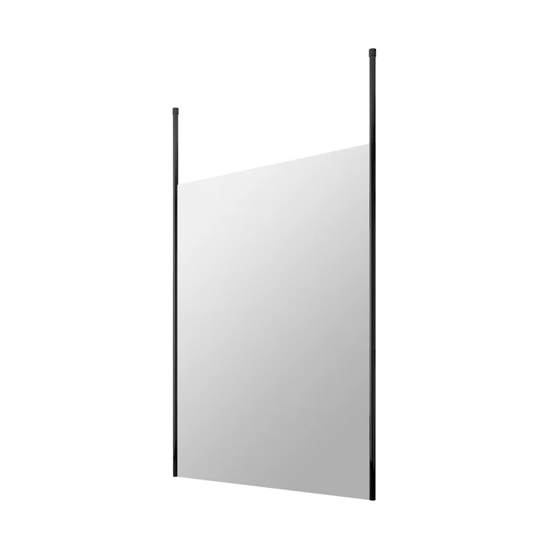 Hudson Reed Wetroom Screens 1400mm Wetroom Screen With Ceiling Posts Contemp Matt Black Aluminium 1950x1400x14mm