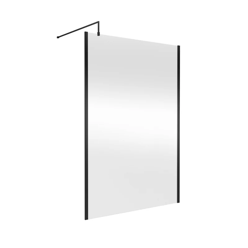 Hudson Reed Wetroom Screens 1400mm Outer Framed Wetroom Screen With Support Bar Contemp Brushed Brass Aluminium 1950x1400x14mm - WRSOBP14